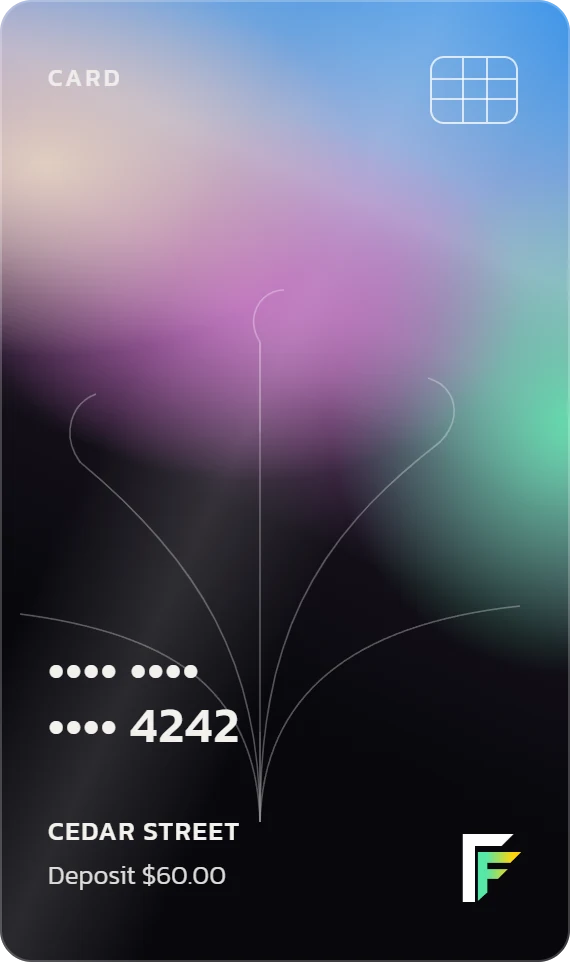 A payment card: a deposit of $60.00