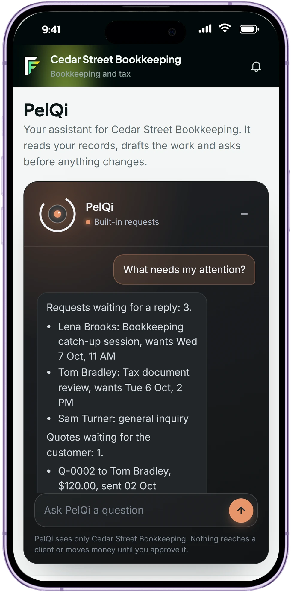 The PelQi page in Fountain on a phone