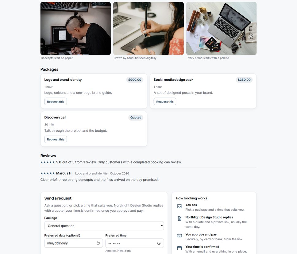 A section of the Northlight Design Studio website