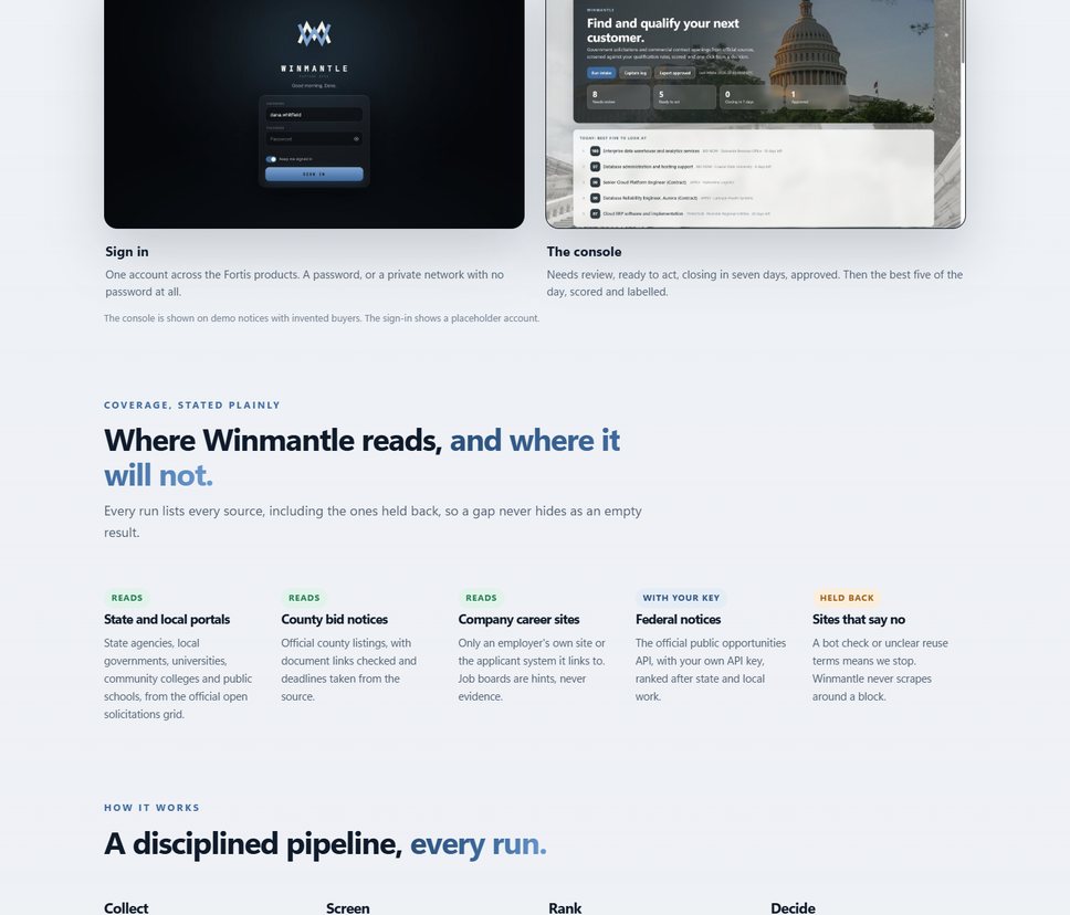 A section of the Winmantle website