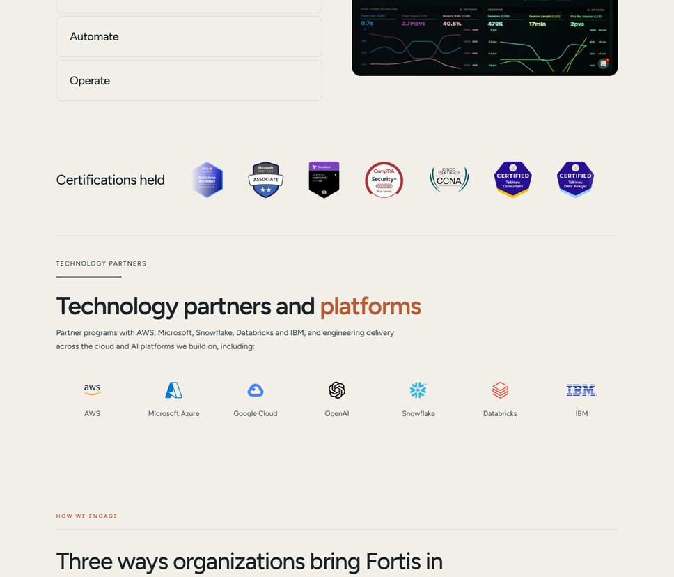 A section of the Fortis Data Group website