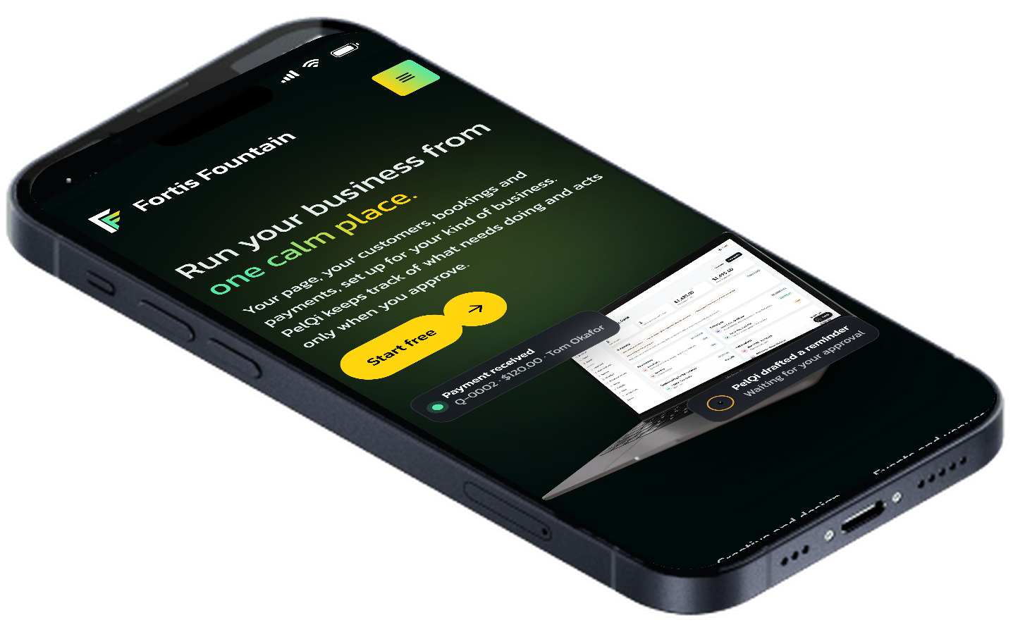 The Fountain home screen on a phone