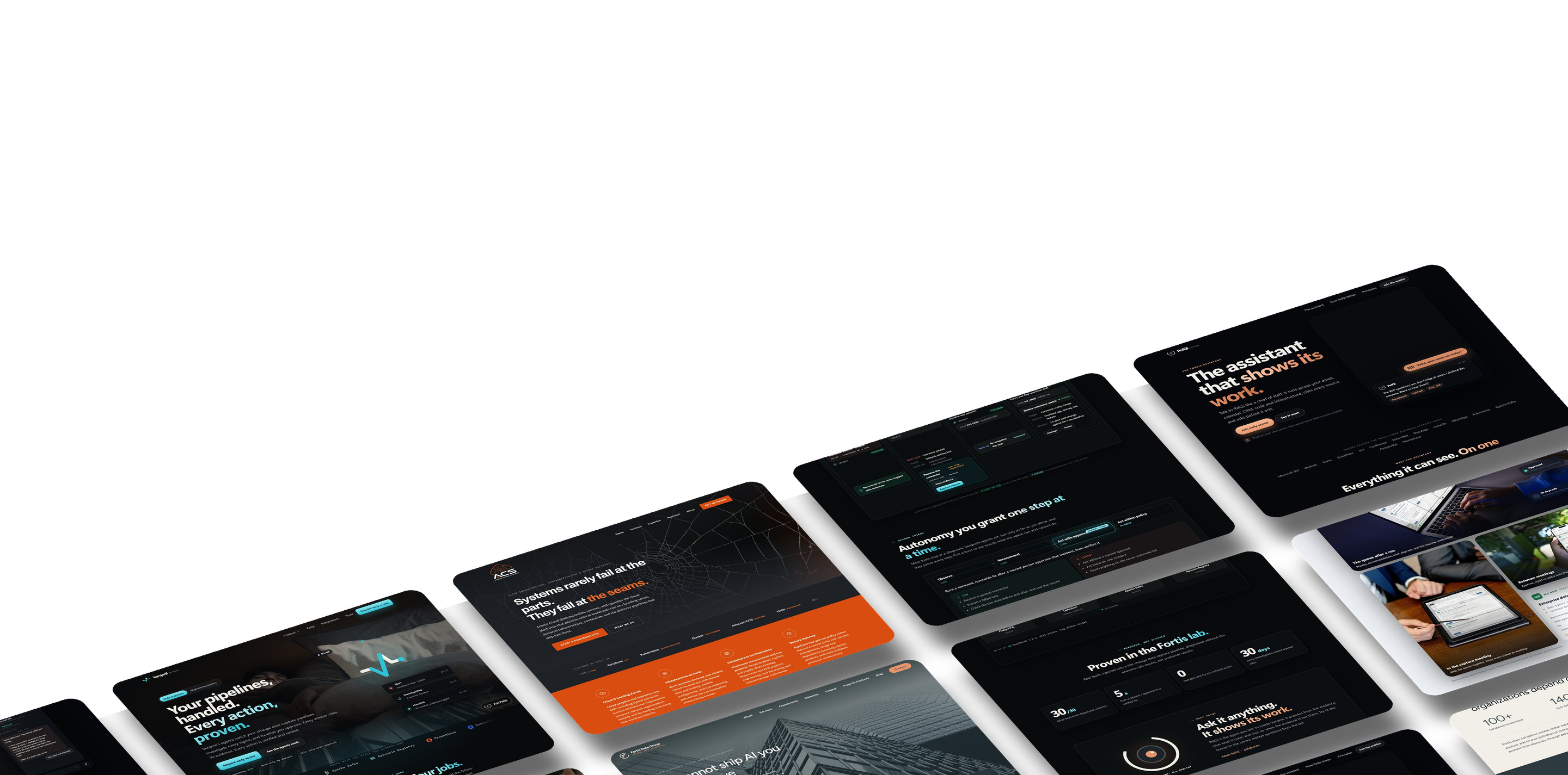 Websites built on Fountain and by Fortis, laid out side by side
